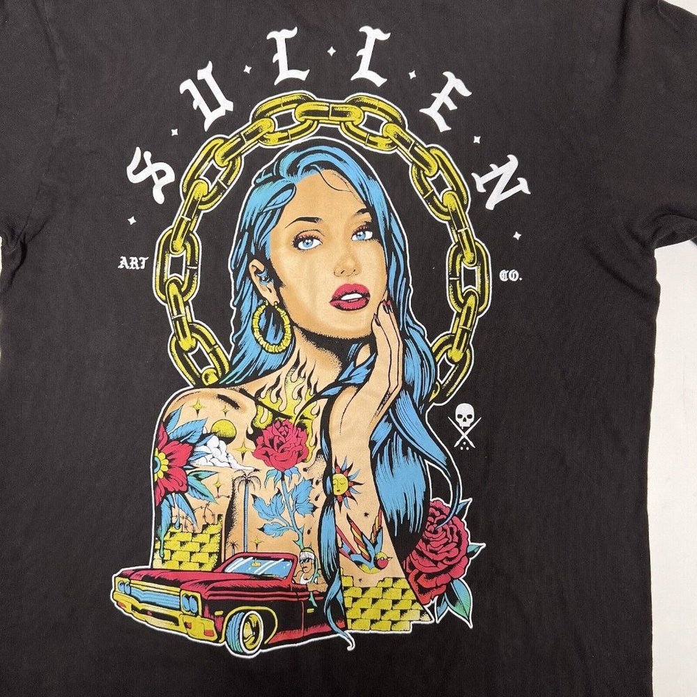Sullen Art Black Graphic Girl Chain Tattoo Pullover Cotton Hoodie Sweatshirt SP